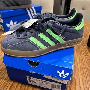 Adidas Gazelle Indoor Blue with Lime Stripes